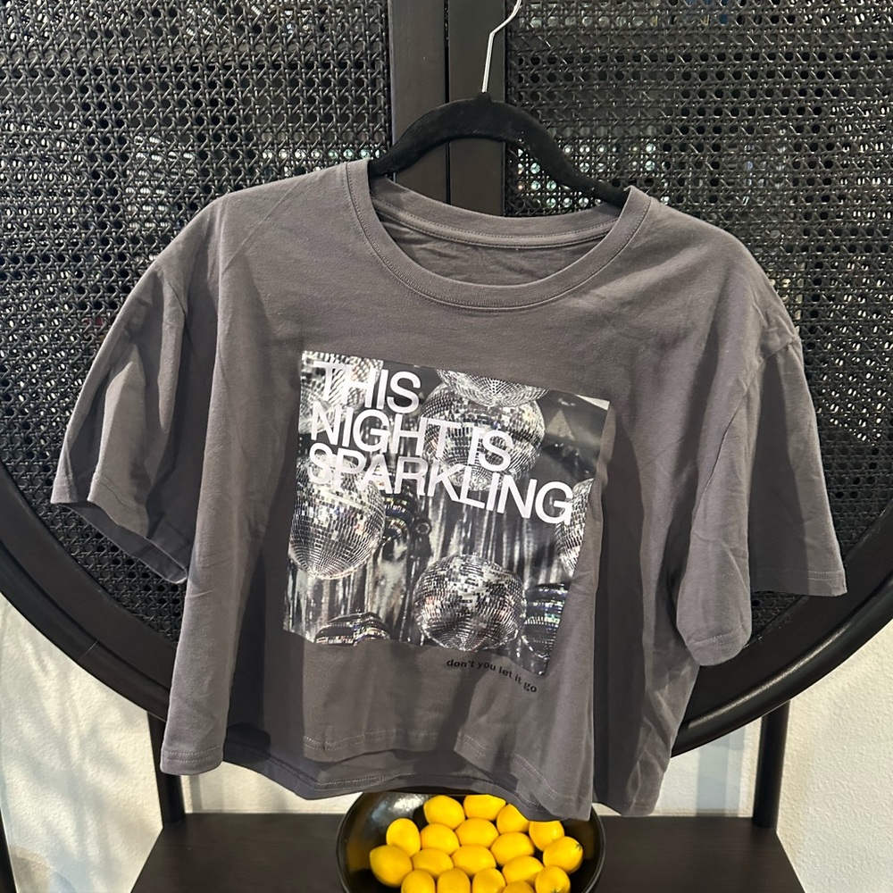 Taylor swift enchanted shirt “this night is sparkling” XL cropped gray tshirt